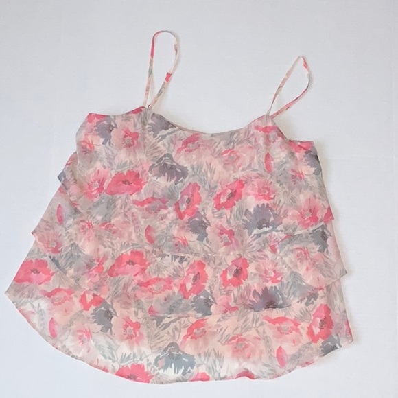 NWOT Banana Republic Floral Print Tiered Ruffle Tank Top Pink - Size S - Picture 4 of 5